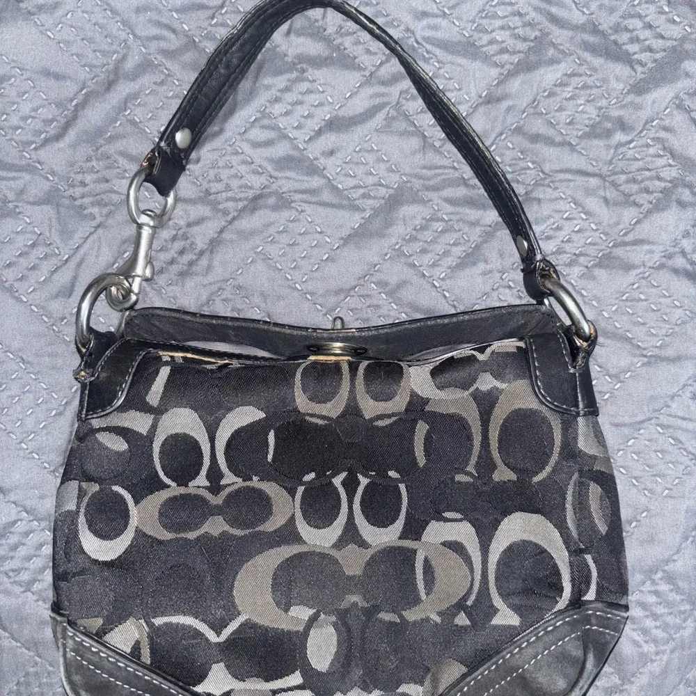 Coach Black Signature Shoulder Bag with Silver Accents - Picture 2 of 5